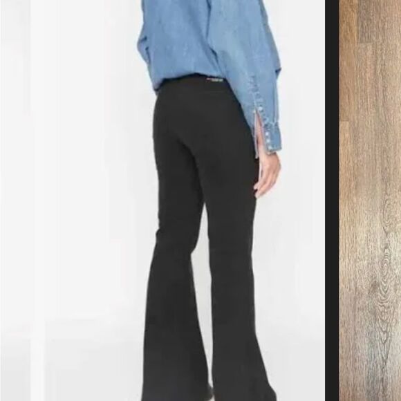 Sandrine Rose NEW sz 26 super flare black jeans mid-high rise $178 retail bell - Picture 2 of 16